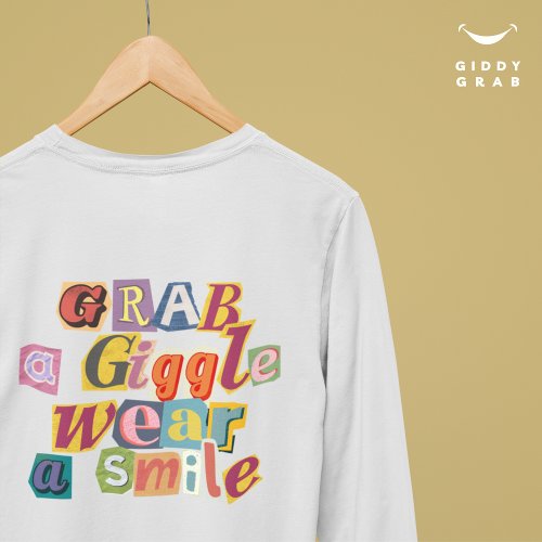 Vintage Scrapbook Typography Giggle Smile Simple  T_Shirt