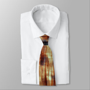 Vintage scratched brown or coral stains over beige neck tie