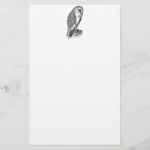 Vintage Screech Owl Bird Illustration Template Stationery