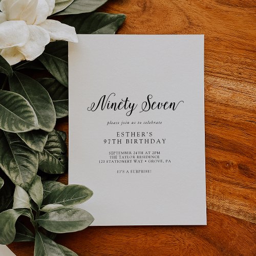 Vintage Script 97th Birthday Party Invitation