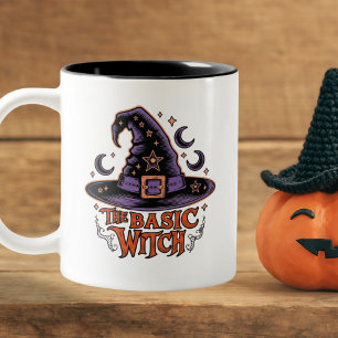 Vintage Script Basic Witch Hat Coffee Halloween Two-Tone Coffee Mug