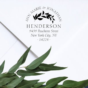 Vintage Script Botanical Wedding Return Address Self-inking Stamp