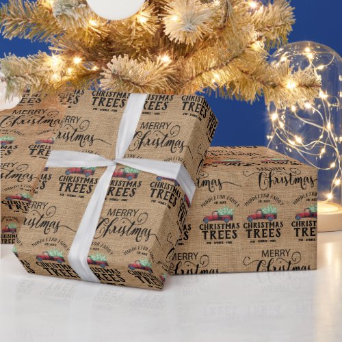 Vintage Script Christmas _ Red Truck Wrapping Paper