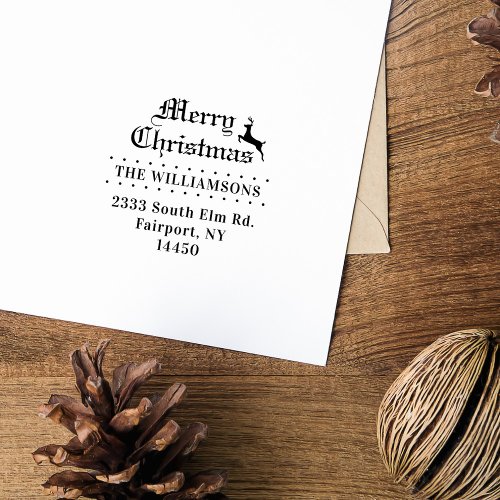 Vintage Script Christmas Return Address Self_inking Stamp