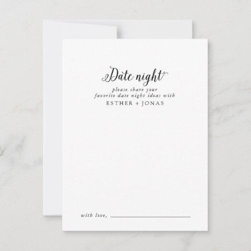 Vintage Script Date Night Idea Advice Card