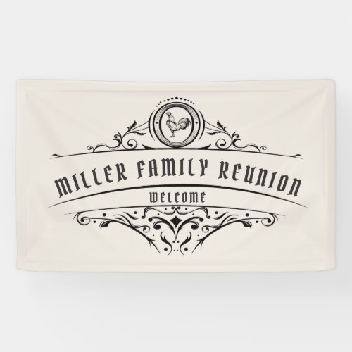 Vintage Script Decorative Farmhouse Family Reunion Banner