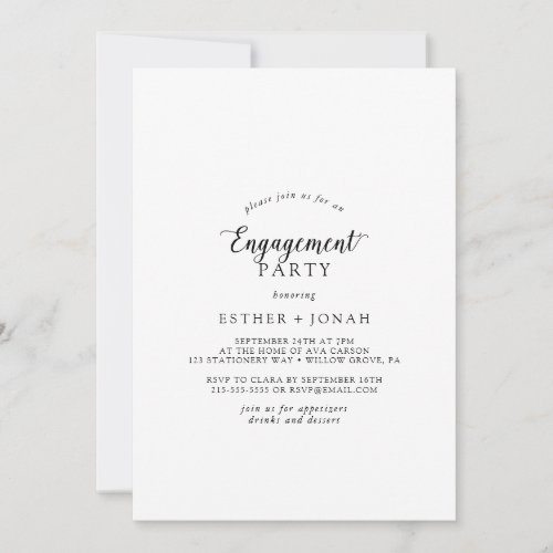 Vintage Script Engagement Party Invitation