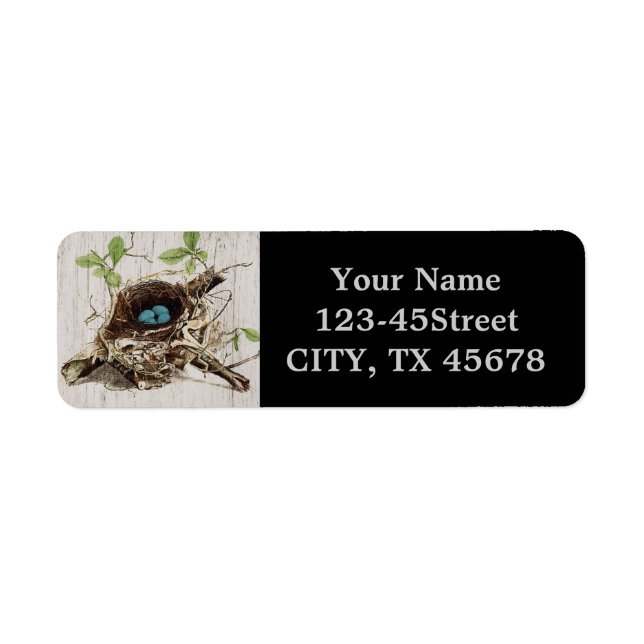 vintage script ephemera bird nest french botanical label (Front)