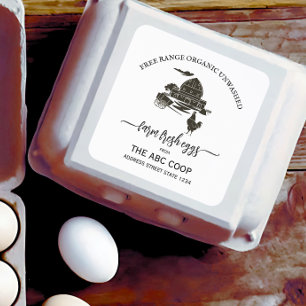 Vintage script Farm Chicken Egg Carton Label