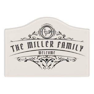 Vintage script farmhouse elegant family Sign