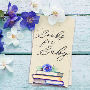 Vintage Script Floral Watercolor Books for Baby Enclosure Card