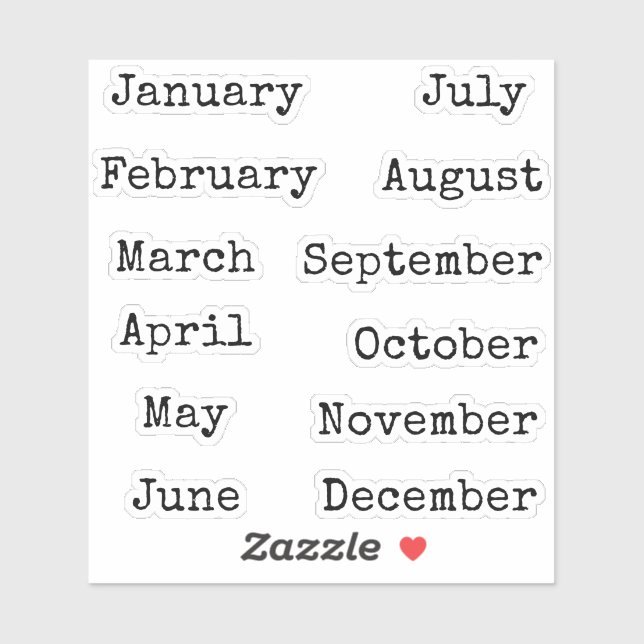 Vintage Script Font Minimal Month Planner Headers  Sticker (Sheet)