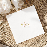 Vintage Script Gold Foil Metallic Monogram Wedding