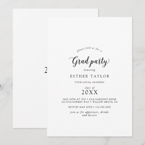 Vintage Script Grad Party Invitation