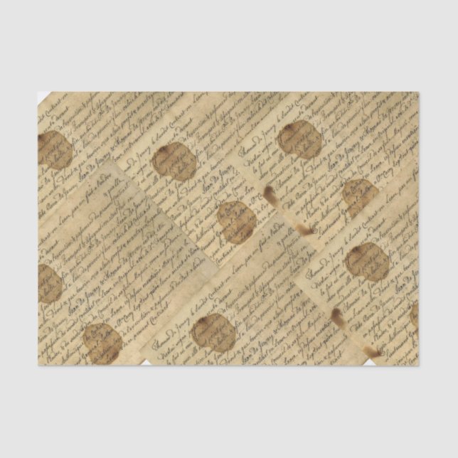 Vintage Script Handwriting Decoupage Collage  Tissue Paper (Front)