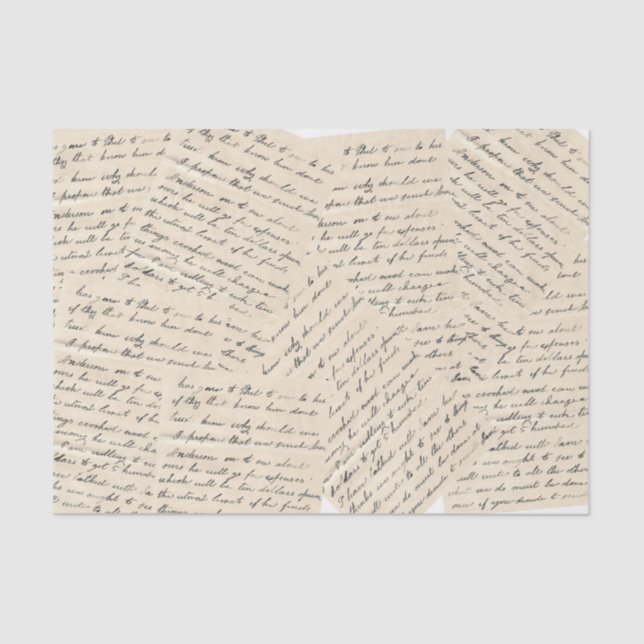 Vintage Script Handwriting Decoupage Collage Tissue Paper (Front)