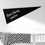 Vintage Script Kids Name Black Monogram Nursery  Pennant Flag<br><div class="desc">Vintage Script Kids Name Black Monogram Nursery Pennant Flag</div>