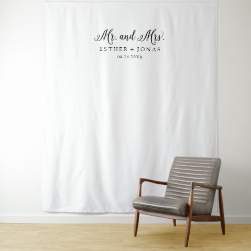 Vintage Script Mr and Mrs Wedding Photo Backdrop