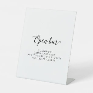 Vintage Script Open Bar Pedestal Sign