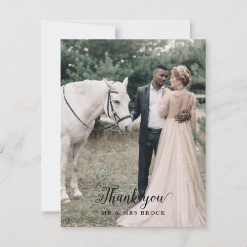 Vintage Script Photo Template Thank You Card