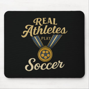 Vintage Script Real Athletes Play Soccer Gold Meda Mouse Pad