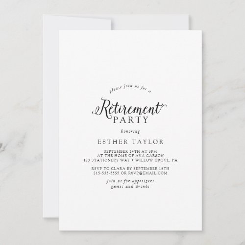 Vintage Script Retirement Party Invitation