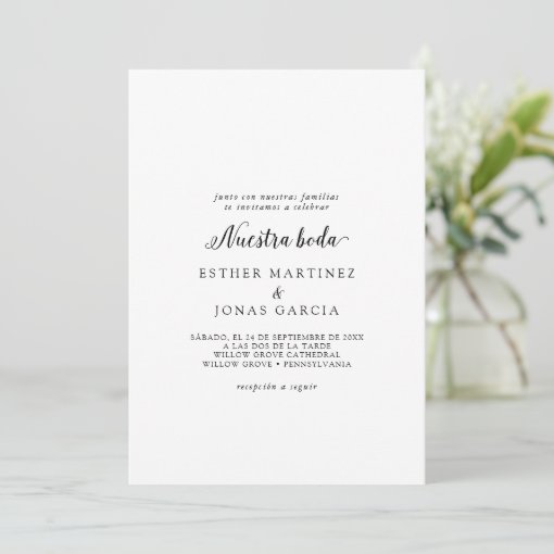 Vintage Script Spanish Nuestra Boda Invitation | Zazzle