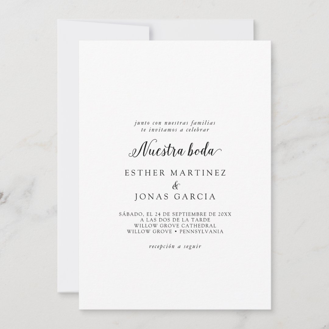 Vintage Script Spanish Nuestra Boda Invitation | Zazzle