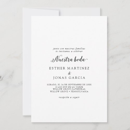 Vintage Script Spanish Nuestra Boda Invitation