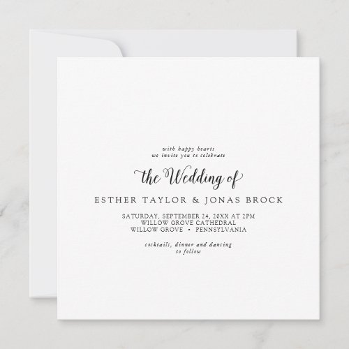 Vintage Script Square Wedding Invitation