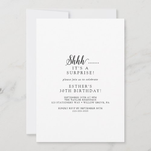 Vintage Script Surprise Party Invitation