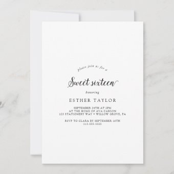 Vintage Script Sweet Sixteen Birthday Invitation 