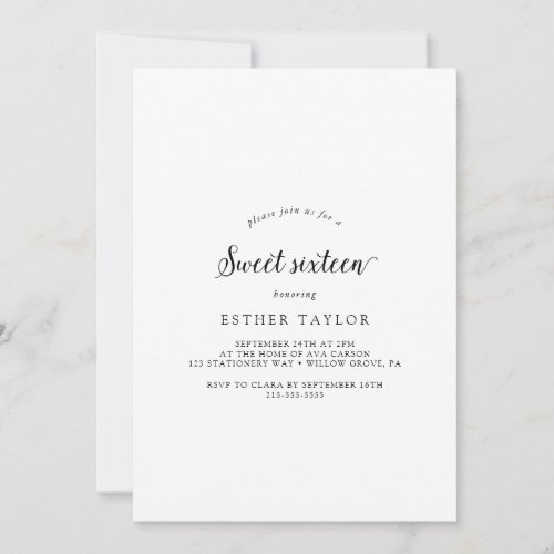 Vintage Script Sweet Sixteen Birthday Invitation