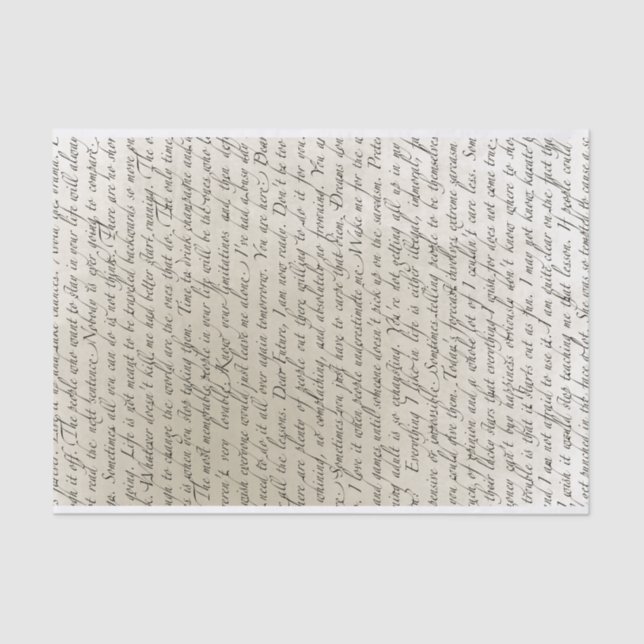 Vintage Script Text Art Tissue Paper (Front)