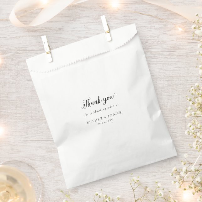 Vintage Script Thank You Wedding Favor Bag (Clipped)