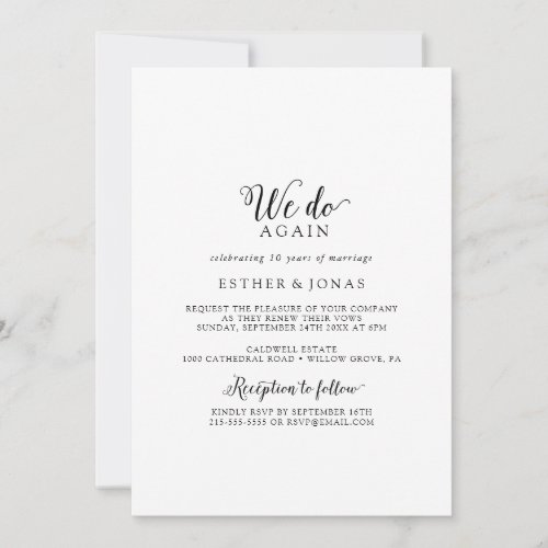 Vintage Script We Do Again Vow Renewal Invitation