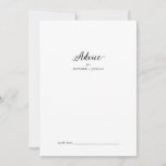 Vintage Script Wedding Advice Card<br><div class="desc">This vintage script wedding advice card is perfect for a minimalist wedding and can be used for any event. The romantic black and white design features unique whimsical typography with simple bohemian style. Customizable in any color. Keep the design minimal and elegant, as is, or personalize it by adding your...</div>