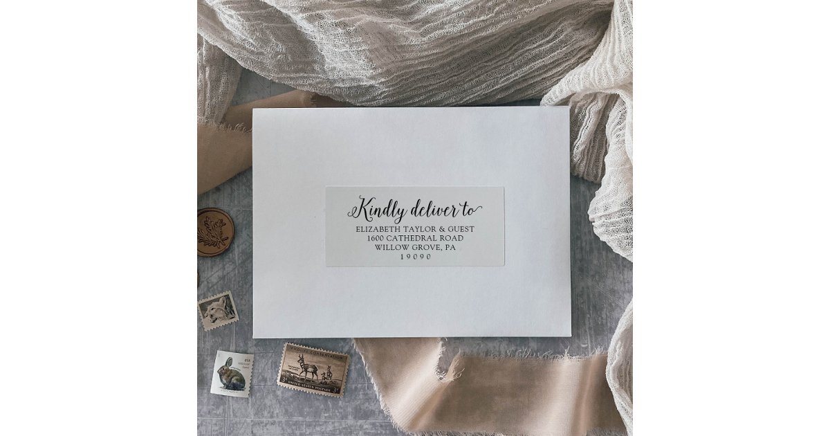 Vintage Script Wedding Guest Address Labels | Zazzle