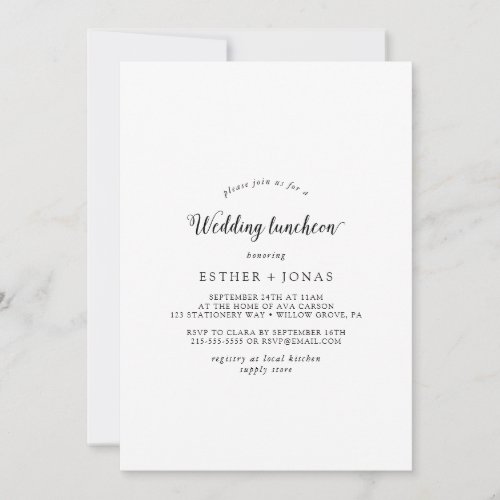 Vintage Script Wedding Luncheon Invitation