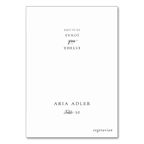 Vintage Script Wedding Menu Option Place Cards