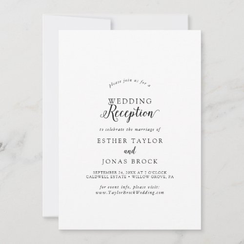 Vintage Script Wedding Reception Invitation