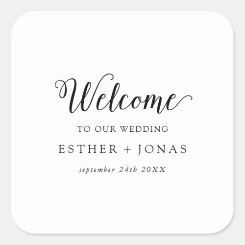 Vintage Script Wedding Welcome Square Sticker