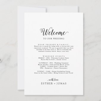 Vintage Script Welcome Letter Itinerary & Map | Zazzle