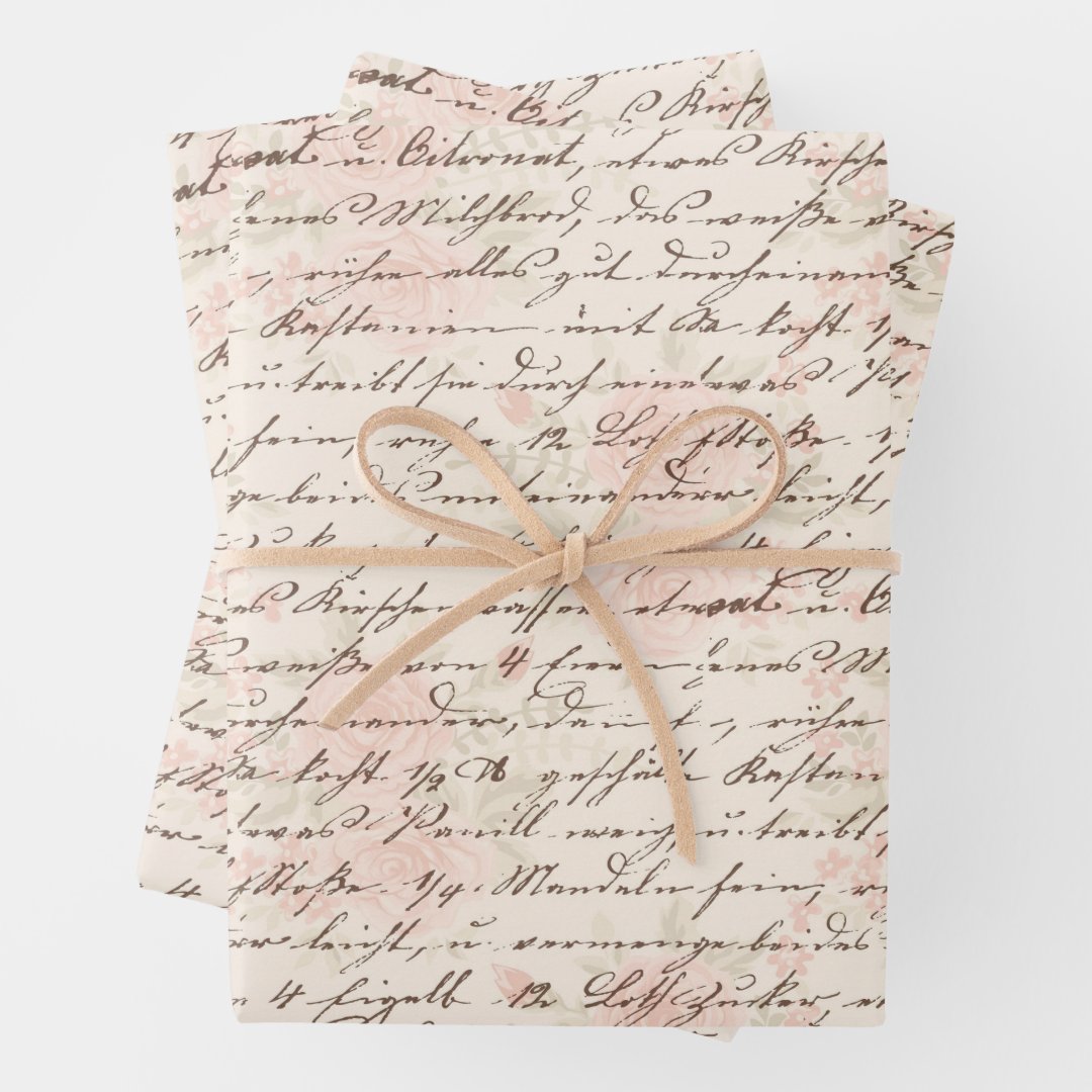 Vintage Script Wrapping Paper Sheets | Zazzle