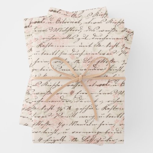 Vintage Script Wrapping Paper Sheets