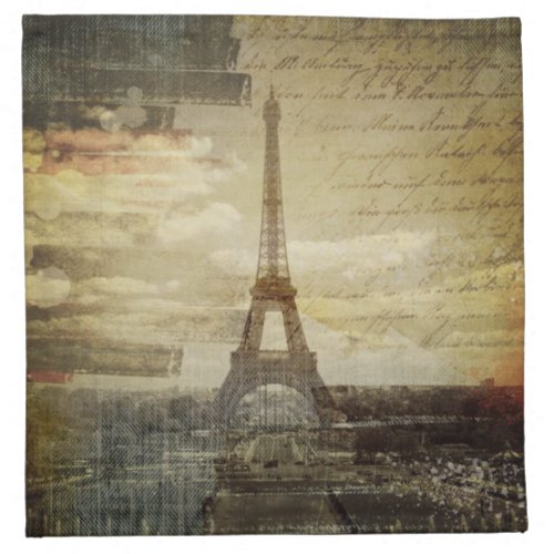 vintage scripts Paris Eiffel Tower Wedding Napkin
