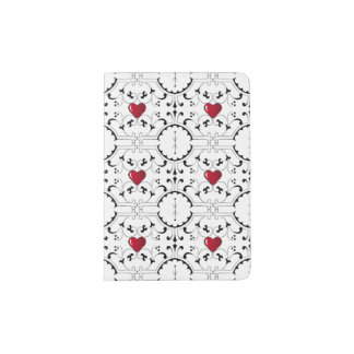 Vintage Scroll and Heart Pattern Passport Holder