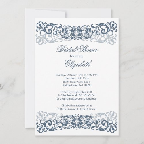 Vintage Scroll Bridal Shower Invitation Elegant