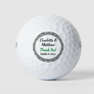 Vintage Scroll Elegant Black White Wedding Favor Golf Balls