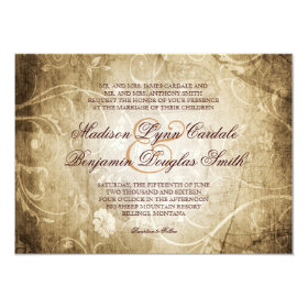 Vintage Scroll Flourish Rustic Wedding Invitations